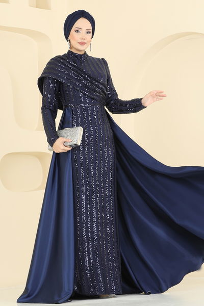 E.L.C.K. - Evening Dress 2848ELCK1161-MS Navy Blue - 424174
