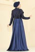 Evening Dress 2848ELCK1161-MS Navy Blue - Thumbnail