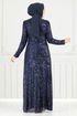 Evening Dress 4028YGS898-M Navy Blue - Thumbnail