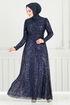 Evening Dress 4028YGS898-M Navy Blue - Thumbnail