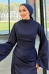 Evening Dress 4623ALG474-MS Navy Blue - Thumbnail