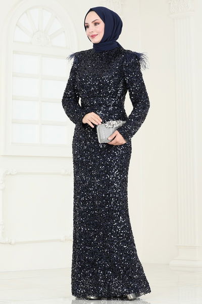 D.M.N. - Evening Dress 4762D170-MS Navy Blue - 360483