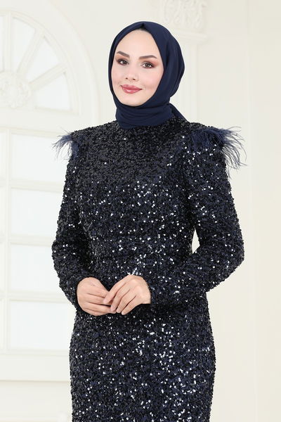 D.M.N. - Evening Dress 4762D170-MS Navy Blue - 360485