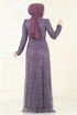 Evening Dress 4884D170-MS Dark Lilac - Thumbnail