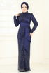 Evening Dress 4884D170-MS Navy Blue - Thumbnail
