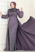 Evening Dress 4928D170-MS Dark Lilac - Thumbnail