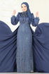 Evening Dress 4928D170-MS Indigo - Thumbnail