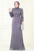 Evening Dress 4929D170-MS Dark Lilac - Thumbnail