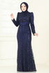 Evening Dress 4929D170-MS Navy Blue - Thumbnail