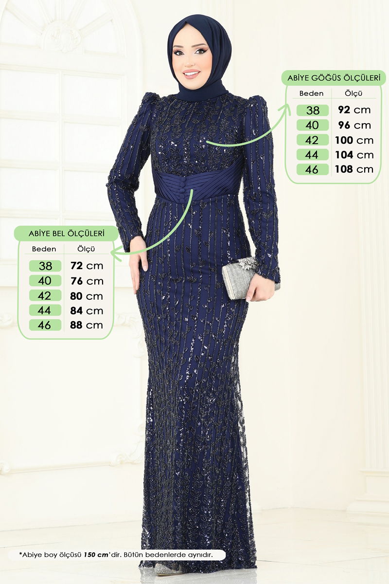 Evening Dress 4929D170-MS Navy Blue