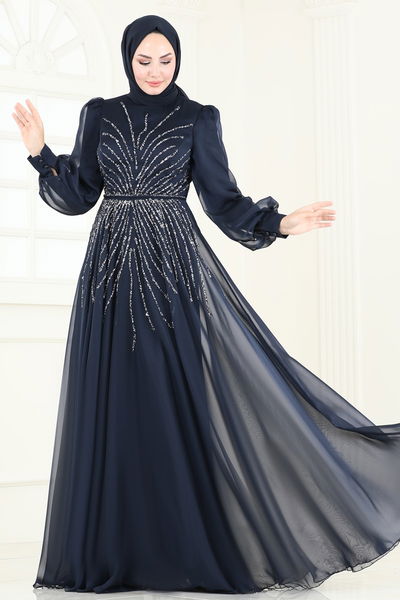 D.M.N. - Evening Dress 4953D170-MS Navy Blue - 360537