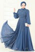 Evening Dress 4992D170-MS Indigo - Thumbnail