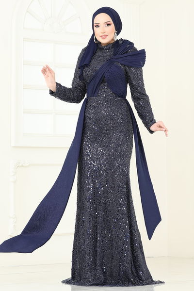 D.M.N. - Evening Dress 5070D170-MS Navy Blue - 360676