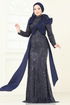 Evening Dress 5070D170-MS Navy Blue - Thumbnail