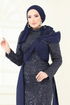 Evening Dress 5070D170-MS Navy Blue - Thumbnail