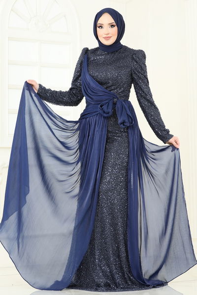 D.M.N. - Evening Dress 5076D170-MS Navy Blue - 360640