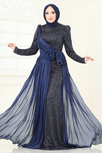 D.M.N. - Evening Dress 5076D170-MS Navy Blue - 360641