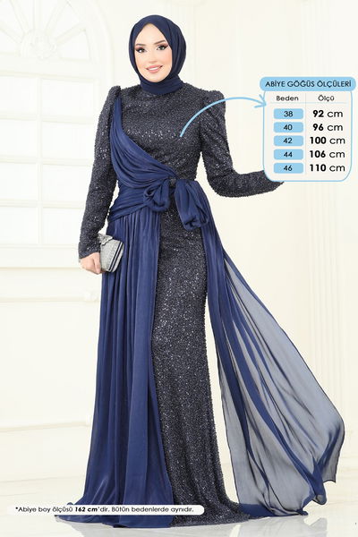 D.M.N. - Evening Dress 5076D170-MS Navy Blue - 360644