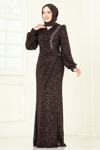 D.M.N. - فستان سهرة بني 5238D170-MS - 386811