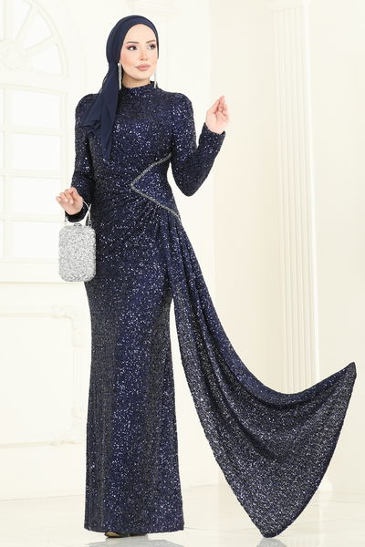 D.M.N. - Evening Dress 5247D170-MS Navy Blue - 360865