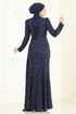 Evening Dress 5247D170-MS Navy Blue - Thumbnail