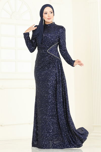 D.M.N. - Evening Dress 5247D170-MS Navy Blue - 360868