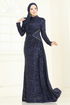 Evening Dress 5247D170-MS Navy Blue - Thumbnail