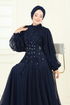 Evening Dress 5315D170-MS Navy Blue - Thumbnail