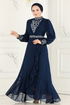 Evening Dress 5671AB368-MS Navy Blue - Thumbnail