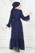 Evening Dress 5678EDF311-MS Navy Blue - Thumbnail