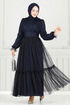 Evening Dress 5684EDF311-MS Navy Blue - Thumbnail