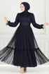 Evening Dress 5684EDF311-MS Navy Blue - Thumbnail