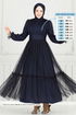 Evening Dress 5684EDF311-MS Navy Blue - Thumbnail