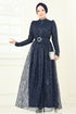 Evening Dress 5699EDF311-MS Navy Blue - Thumbnail