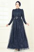 Evening Dress 5699EDF311-MS Navy Blue - Thumbnail