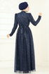 Evening Dress 5699EDF311-MS Navy Blue - Thumbnail