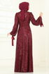 Evening Dress 5701EDF311-MS Burgundy - Thumbnail