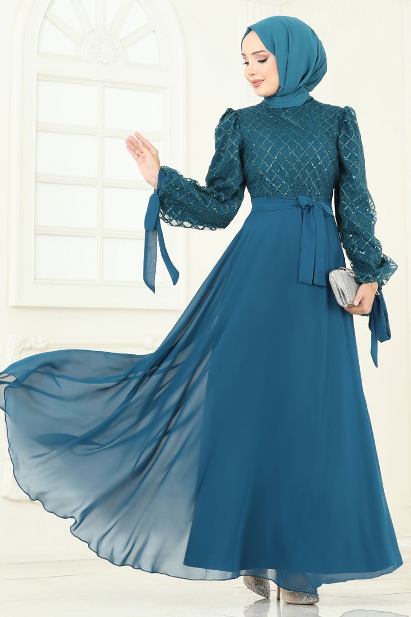 فستان سهرة بترولي 5704EDF311-MS