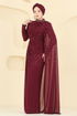 Evening Dress 5736EDF311-MS Burgundy - Thumbnail