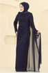 Evening Dress 5736EDF311-MS Navy Blue - Thumbnail
