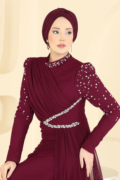 E.D.F. - فستان سهرة خمري 5742EDF311-MS - 430283