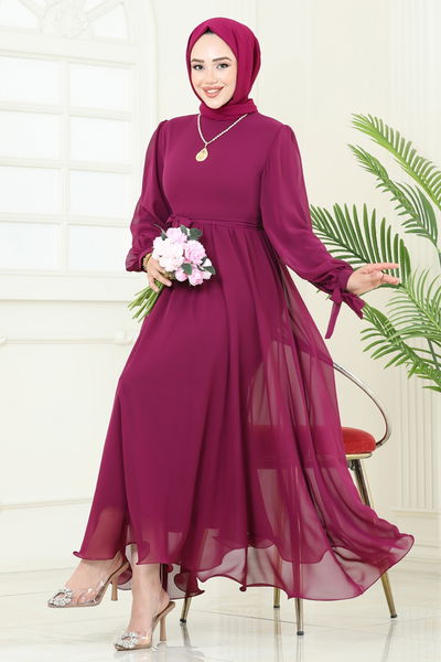 B.İ.S.S.K. - فستان سهرة فوشي 6217BSK463-MS - 370487