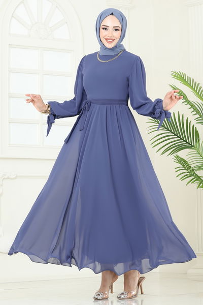 B.İ.S.S.K. - فستان سهرة ازرق 6217BSK463-MS - 370453