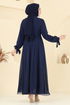 Evening Dress 6217BSK463-MS Navy Blue - Thumbnail