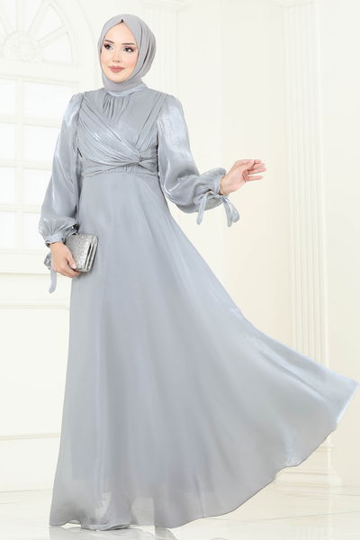 B.İ.S.S.K. - Evening Dress 6220BSK463-MS Gray - 370532