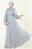 B.İ.S.S.K. - Evening Dress 6220BSK463-MS Gray