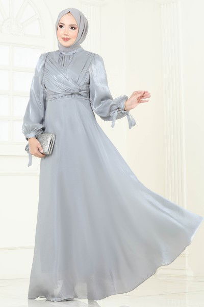 B.İ.S.S.K. - Evening Dress 6220BSK463-MS Gray
