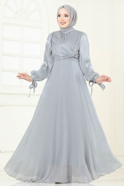 B.İ.S.S.K. - Evening Dress 6220BSK463-MS Gray - 370534