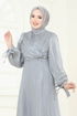 فستان سهرة رمادي 6220BSK463-MS - Thumbnail