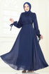 Evening Dress 6220BSK463-MS Navy Blue - Thumbnail